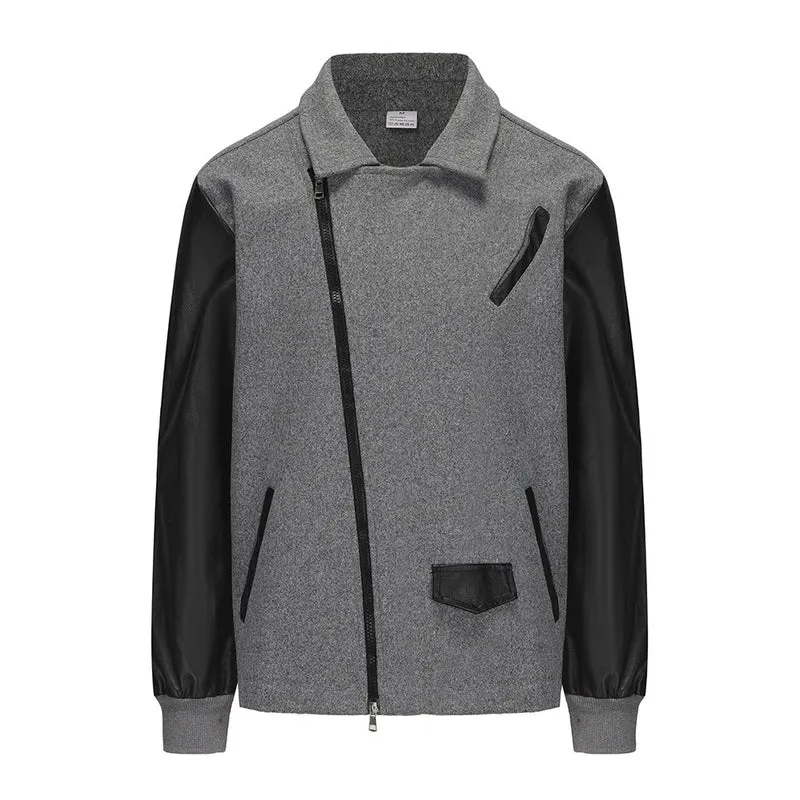 Herren Kurzjacke im Aviator‑Style mit Kontrastärmeln und asymmetrischem Reißverschluss Nord Taschen