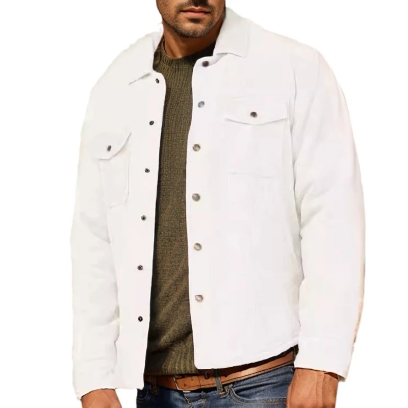 Herren Kordhemdjacke im Westernstil mit aufgesetzten Brusttaschen Nord Taschen