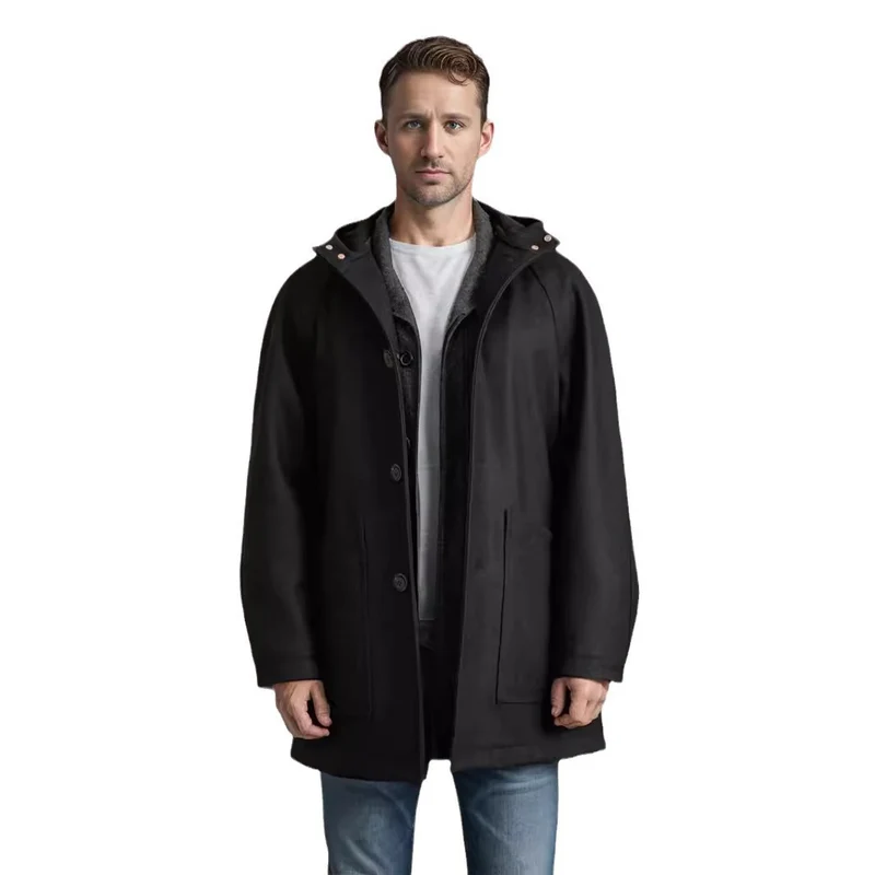 Herren Kapuzenmantel im Oversize-Schnitt mit Teddyfutter Nord Taschen