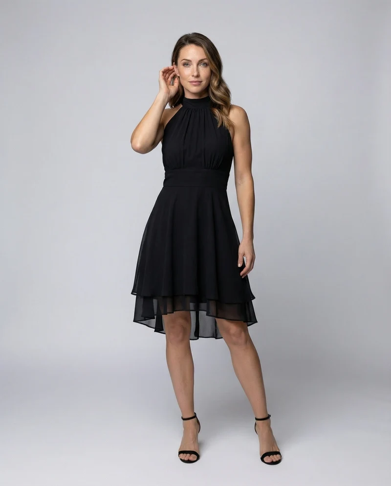 Damen Chiffon-Cocktailkleid mit Volant-Saum - Vittorelli