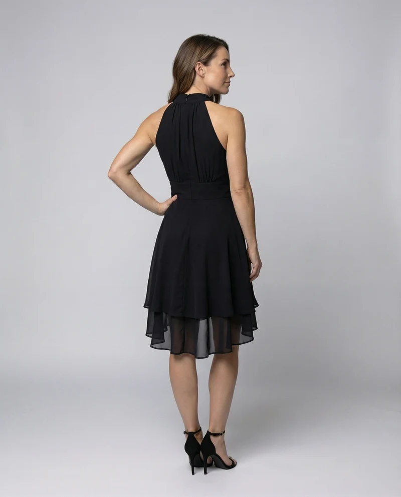 Damen Chiffon-Cocktailkleid mit Volant-Saum - Vittorelli