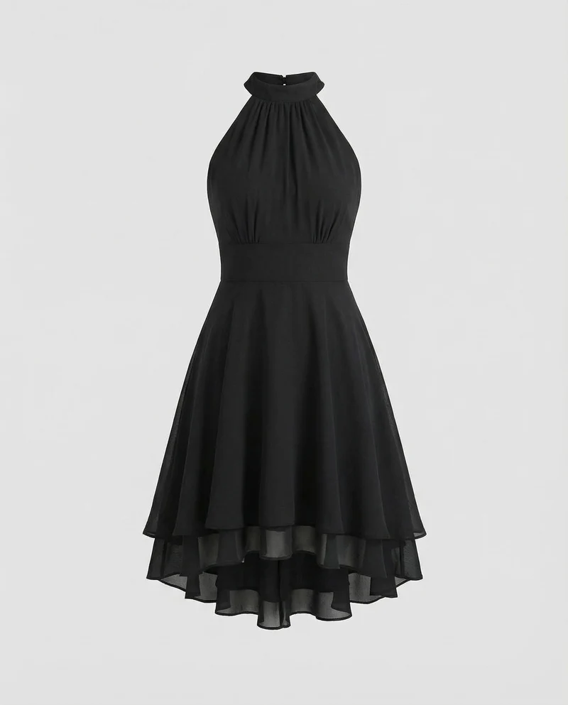 Damen Chiffon-Cocktailkleid mit Volant-Saum - Vittorelli