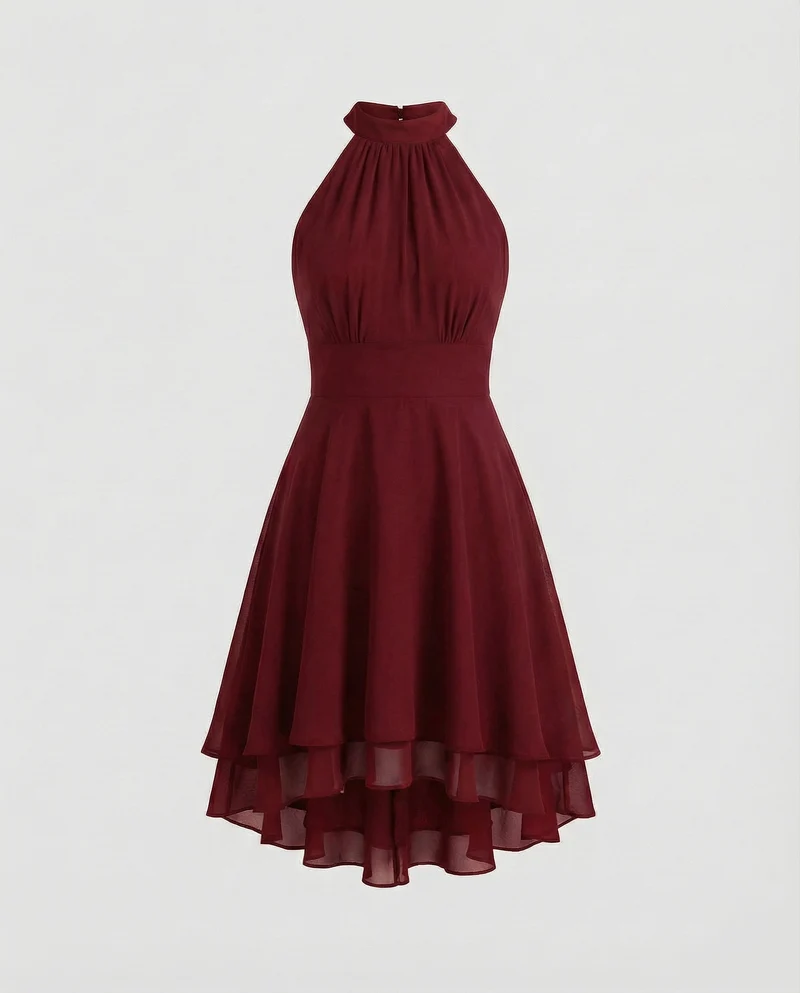 Damen Chiffon-Cocktailkleid mit Volant-Saum - Vittorelli