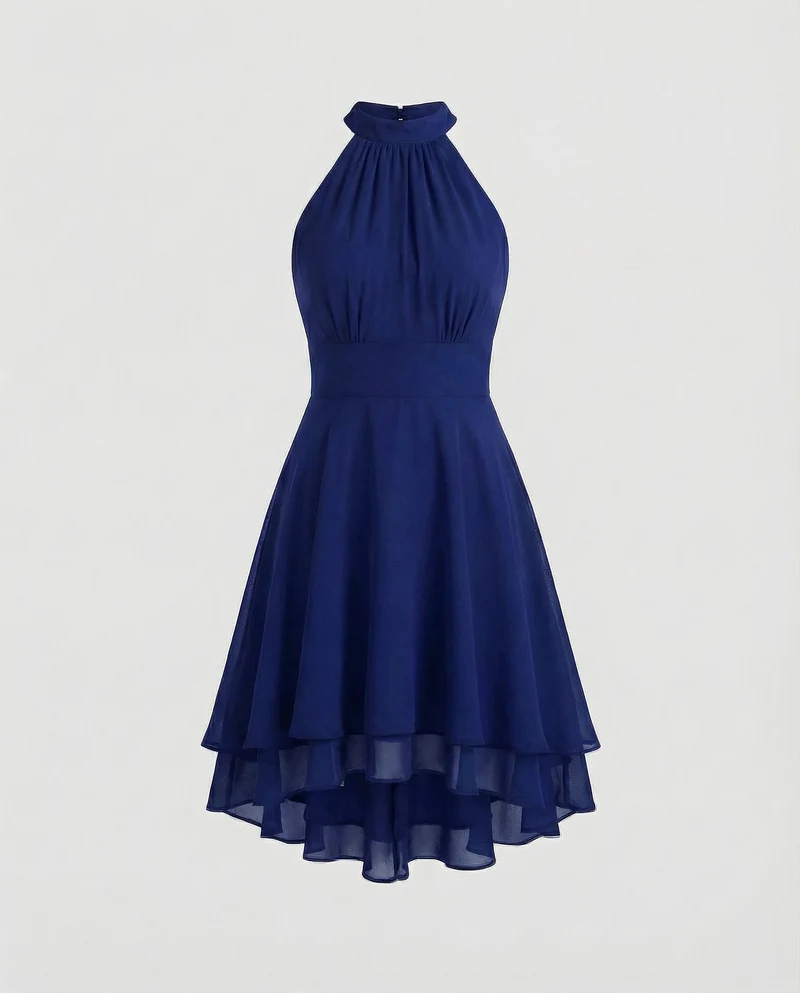 Damen Chiffon-Cocktailkleid mit Volant-Saum - Vittorelli