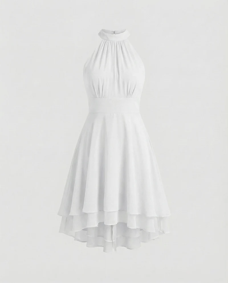 Damen Chiffon-Cocktailkleid mit Volant-Saum - Vittorelli