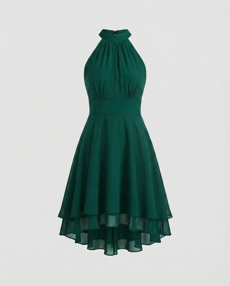 Damen Chiffon-Cocktailkleid mit Volant-Saum - Vittorelli