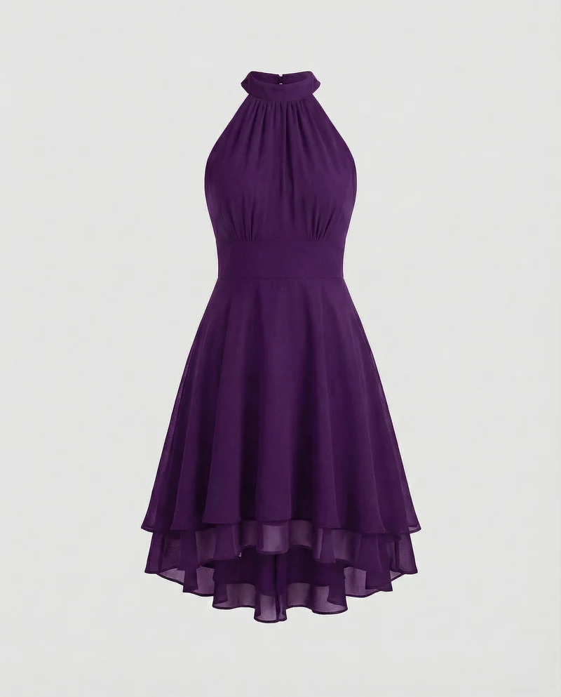 Damen Chiffon-Cocktailkleid mit Volant-Saum - Vittorelli