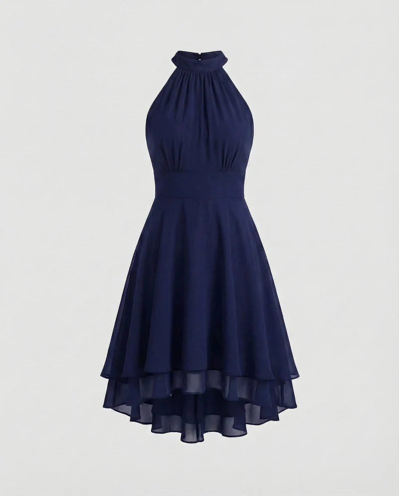 Damen Chiffon-Cocktailkleid mit Volant-Saum - Vittorelli