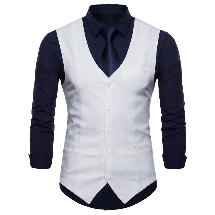 Herren elegante Anzugweste mit praktischen Taschen und detailliertem Design