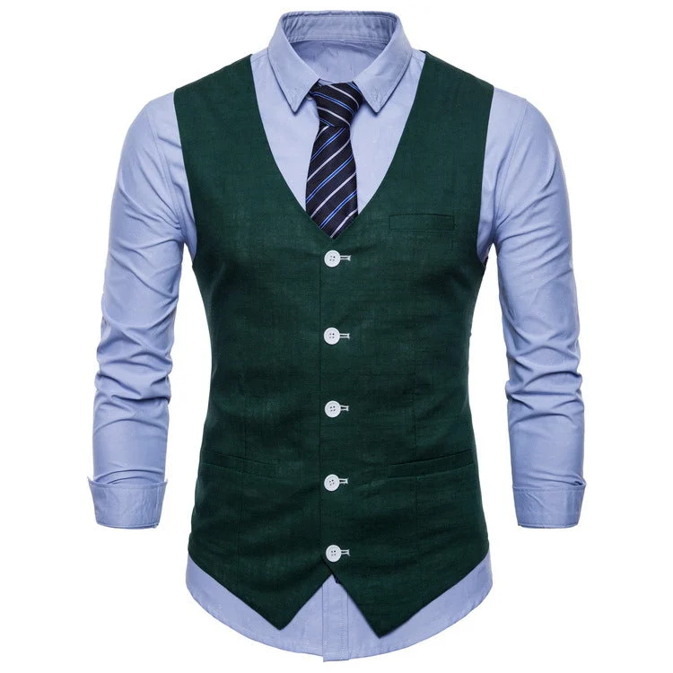 Herren elegante Anzugweste mit praktischen Taschen und detailliertem Design