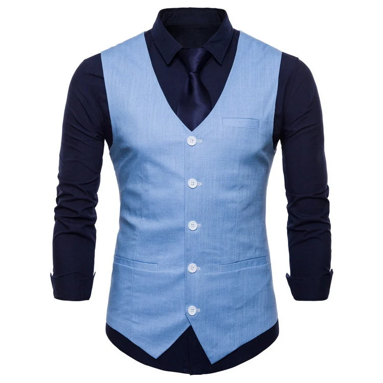 Herren elegante Anzugweste mit praktischen Taschen und detailliertem Design