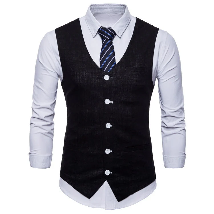 Herren elegante Anzugweste mit praktischen Taschen und detailliertem Design