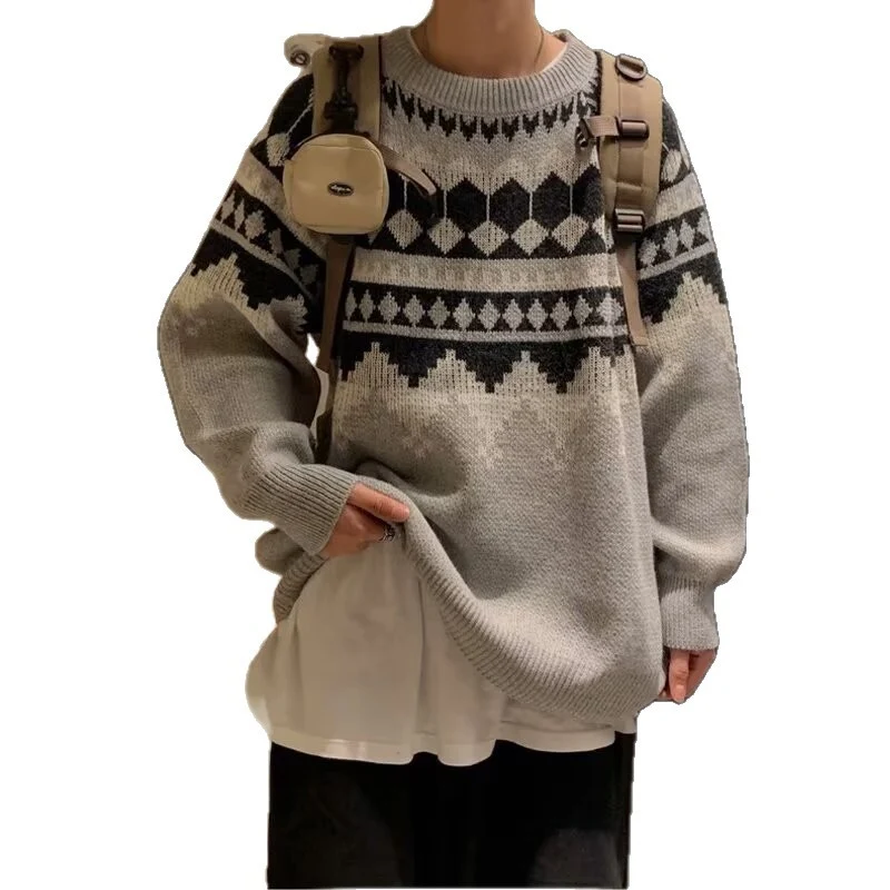 Herren Grobstrickpullover mit geometrischem Muster Nord Taschen