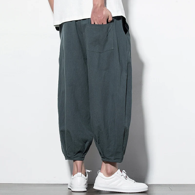 Herren Weite Harem-Loungehose mit elastischem Bund und gerafften Knöchelabschlüssen Nord Taschen