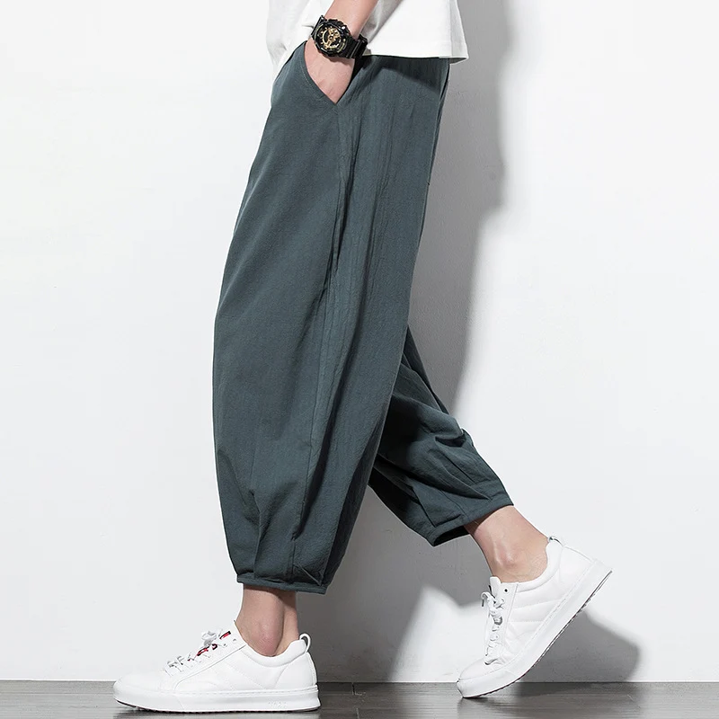 Herren Weite Harem-Loungehose mit elastischem Bund und gerafften Knöchelabschlüssen Nord Taschen