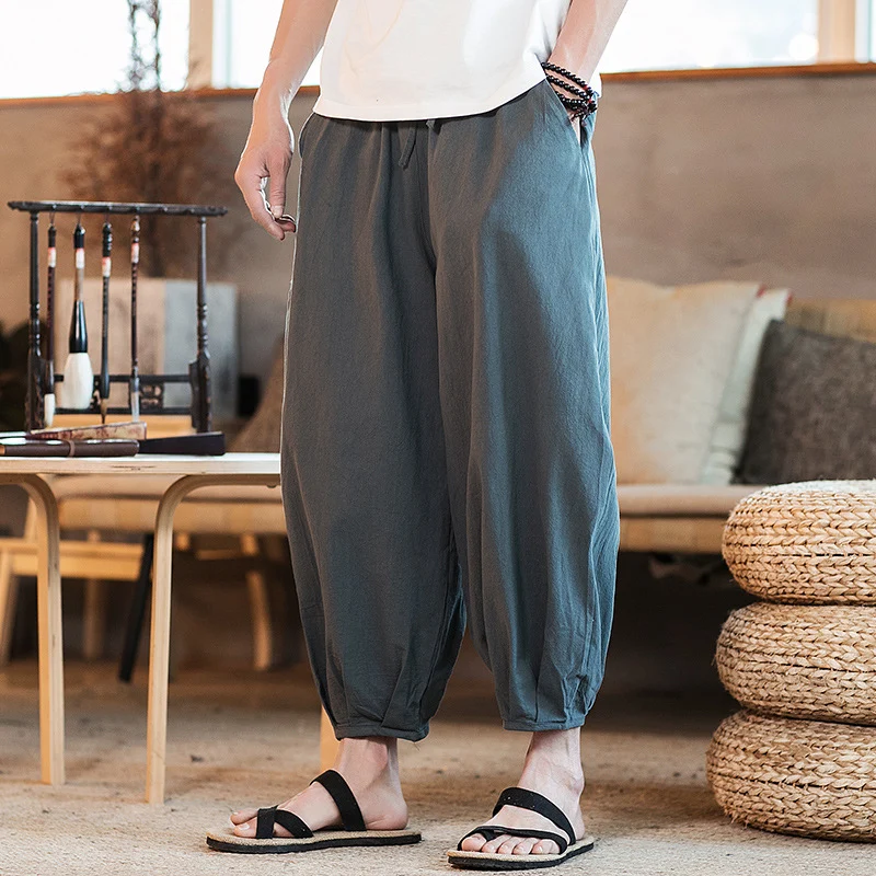 Herren Weite Harem-Loungehose mit elastischem Bund und gerafften Knöchelabschlüssen Nord Taschen