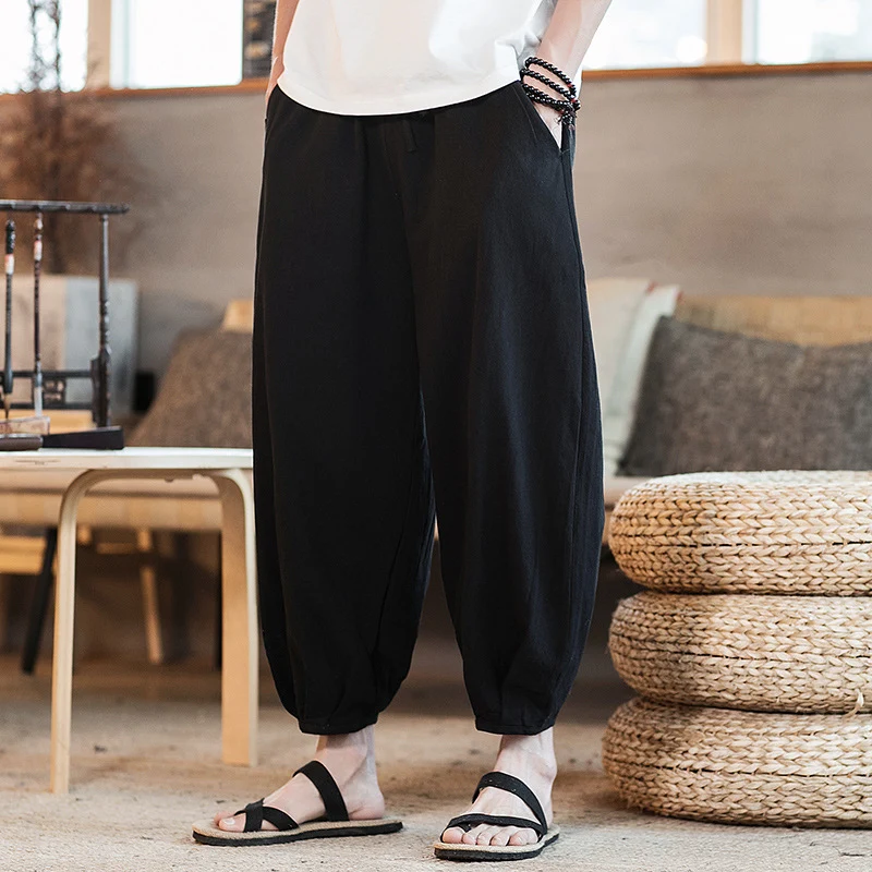 Herren Weite Harem-Loungehose mit elastischem Bund und gerafften Knöchelabschlüssen Nord Taschen