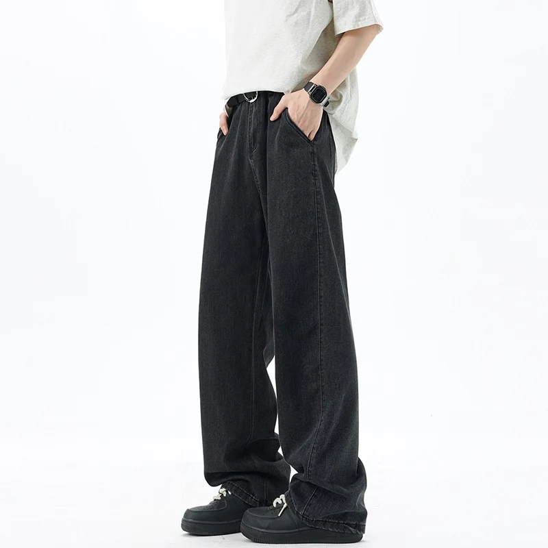 Herren Weite Denim-Jeans mit Vintage-Waschung und tiefem Schritt Nord Taschen