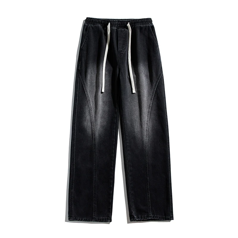Herren Weite Denim‑Baggy‑Jeans mit Tunnelzugbund, tiefem Schritt und markanten Ziernähten Nord Taschen