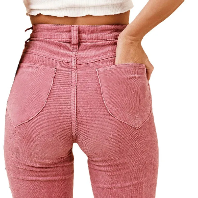 Damen Hochtaillierte Schlaghose mit weitem Bein und Stretchbund Nord Taschen