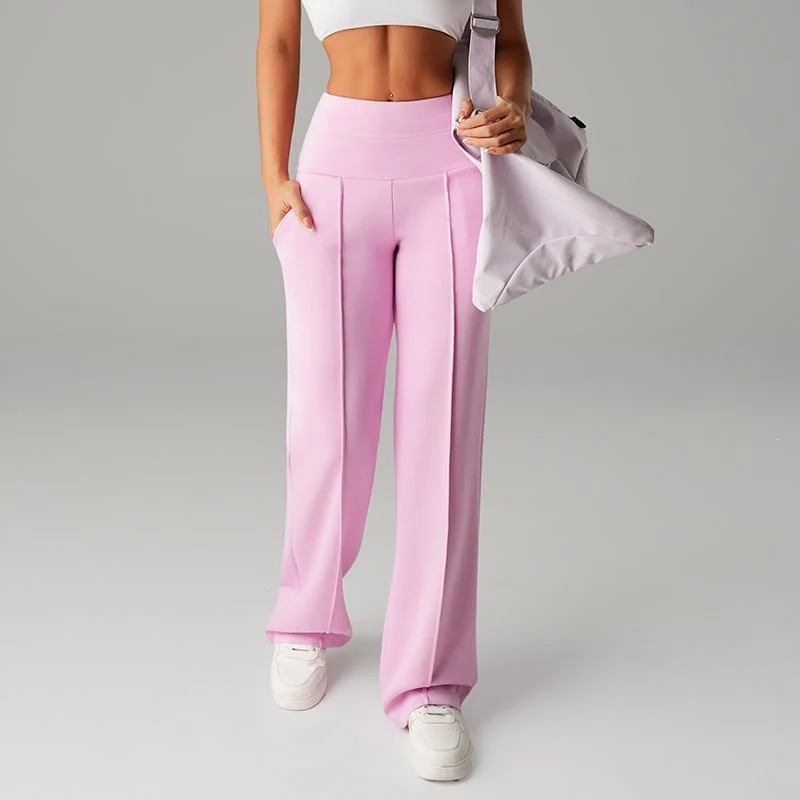 Damen High‑Waist Palazzo‑Sweatpants mit Bügelfalte und Komfortbund Nord Taschen