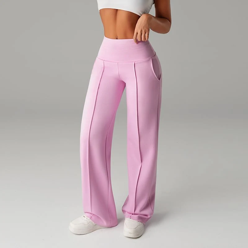 Damen High‑Waist Palazzo‑Sweatpants mit Bügelfalte und Komfortbund Nord Taschen