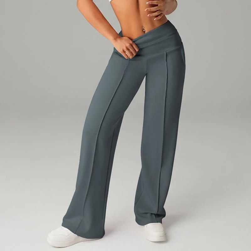 Damen High‑Waist Palazzo‑Sweatpants mit Bügelfalte und Komfortbund Nord Taschen