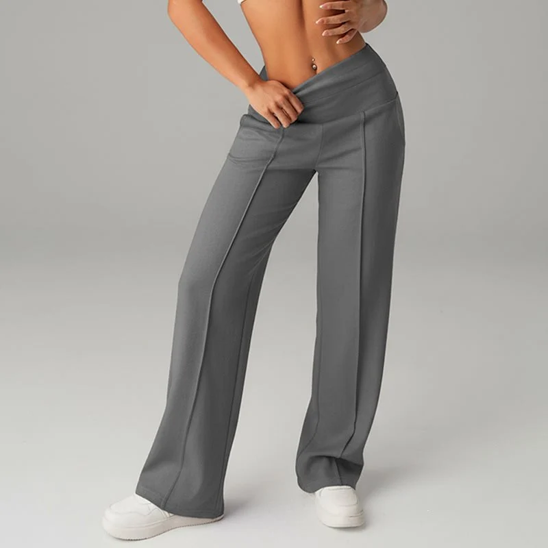 Damen High‑Waist Palazzo‑Sweatpants mit Bügelfalte und Komfortbund Nord Taschen