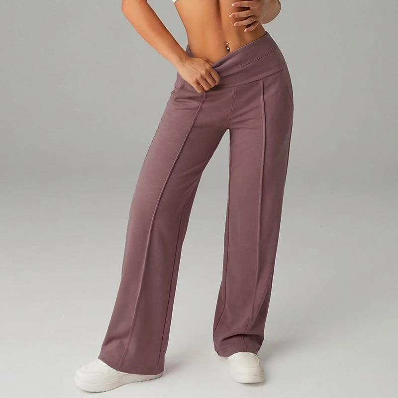 Damen High‑Waist Palazzo‑Sweatpants mit Bügelfalte und Komfortbund Nord Taschen