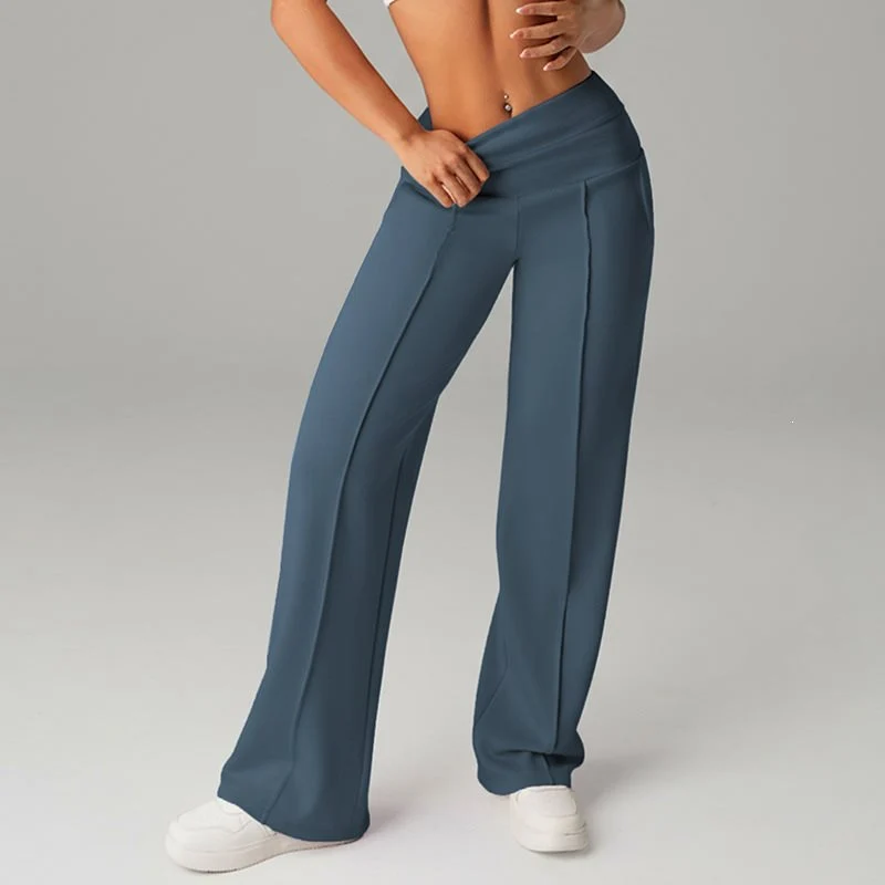 Damen High‑Waist Palazzo‑Sweatpants mit Bügelfalte und Komfortbund Nord Taschen
