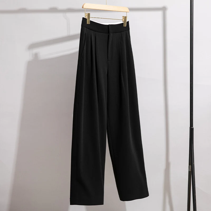 Damen Hochtaillierte Plissee-Bundhose mit weitem Bein Nord Taschen