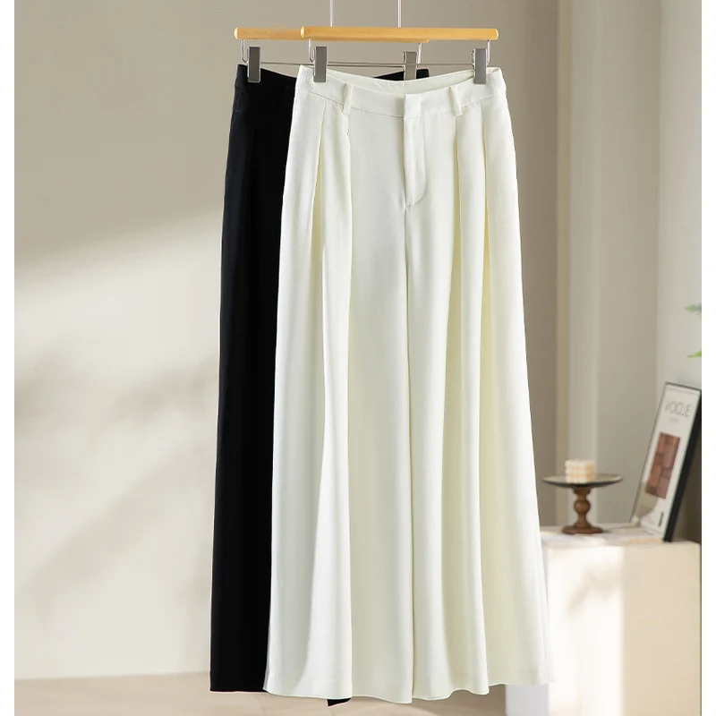 Damen Hochtaillierte Palazzohose mit Kellerfalten und fließender Crêpe-Qualität Nord Taschen