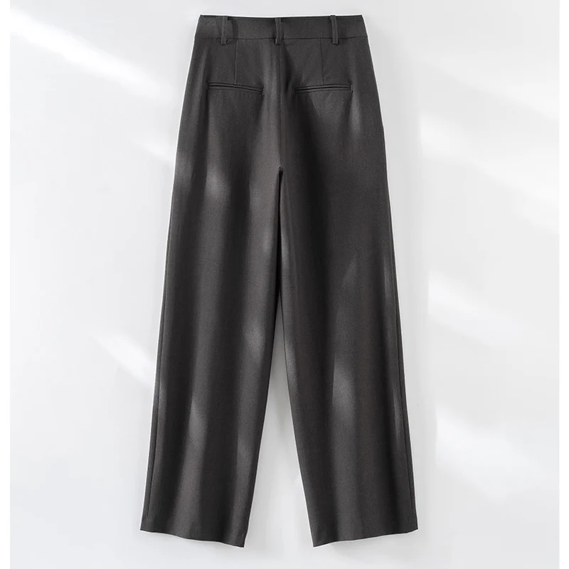 Damen Hochtaillierte Palazzo-Stoffhose mit Bundfalten, Eingrifftaschen und klarer Bügelfalte Nord Taschen