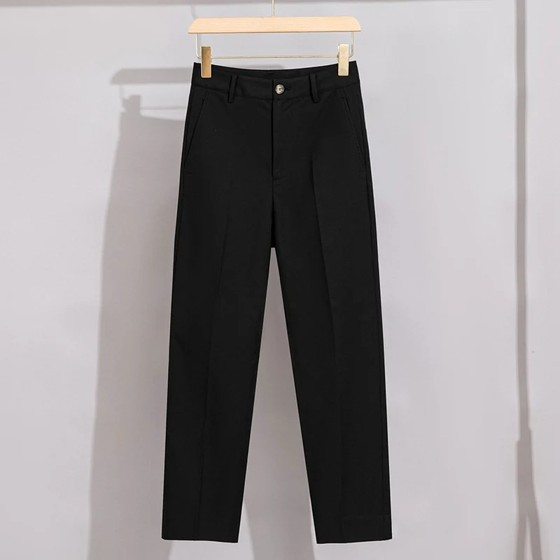 Damen Hochtaillierte gerade geschnittene Chino-Hose mit Bügelfalte Nord Taschen