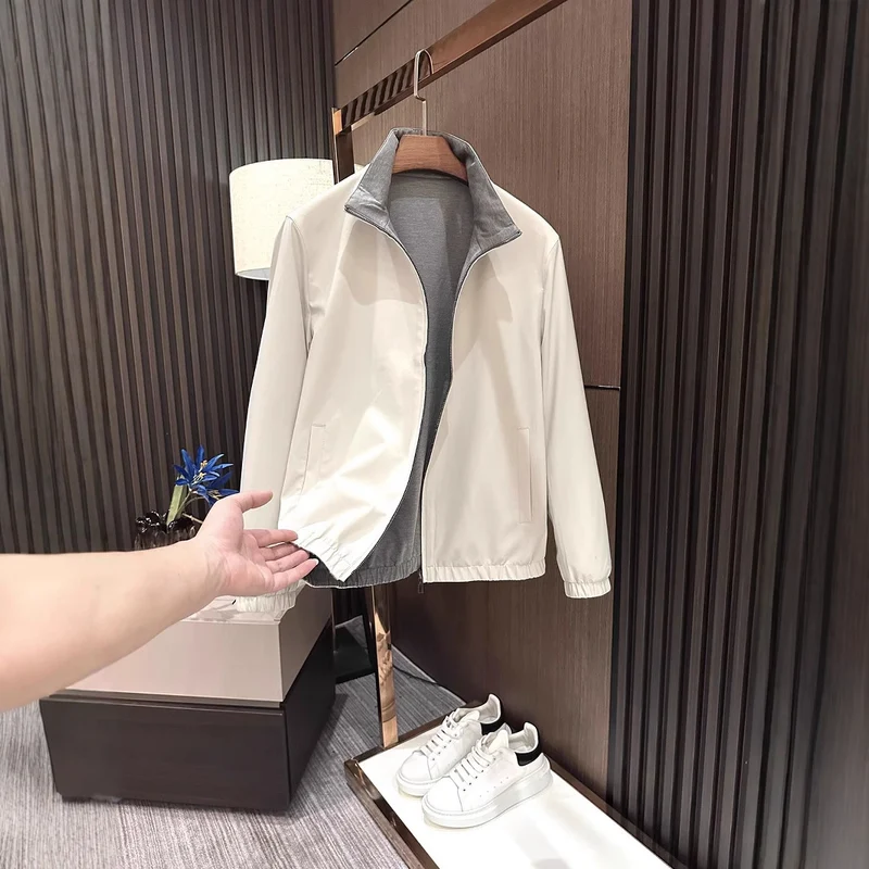 Herren Leichte Reißverschluss-Jacke mit elastischem Saum und kontrastkragen Nord Taschen