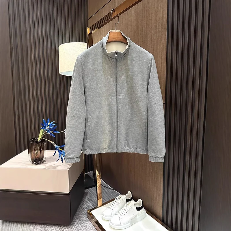 Herren Leichte Reißverschluss-Jacke mit elastischem Saum und kontrastkragen Nord Taschen