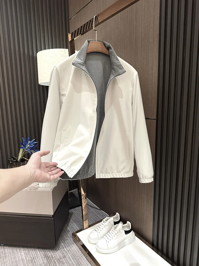 Herren Leichte Reißverschluss-Jacke mit elastischem Saum und kontrastkragen Nord Taschen