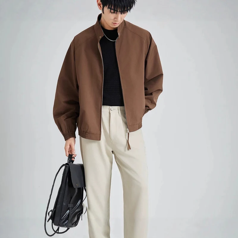 Herren leichte oversized Bomberjacke mit Stehkragen und elastischen Bündchen Nord Taschen