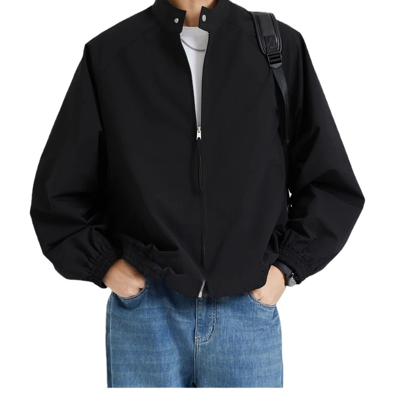 Herren leichte oversized Bomberjacke mit Stehkragen und elastischen Bündchen Nord Taschen