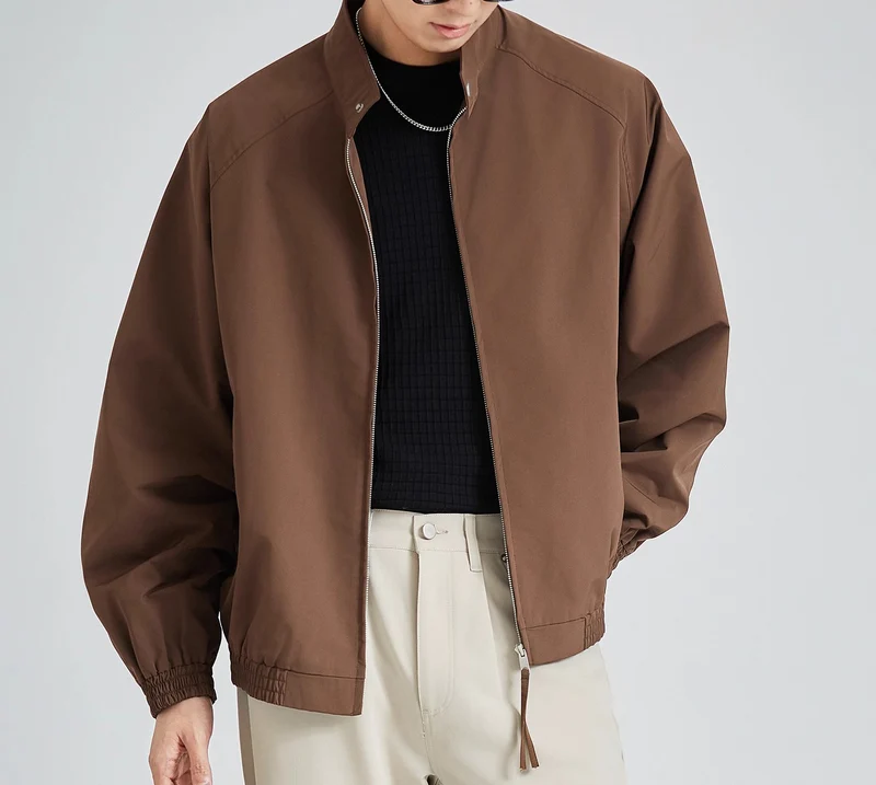 Herren leichte oversized Bomberjacke mit Stehkragen und elastischen Bündchen Nord Taschen