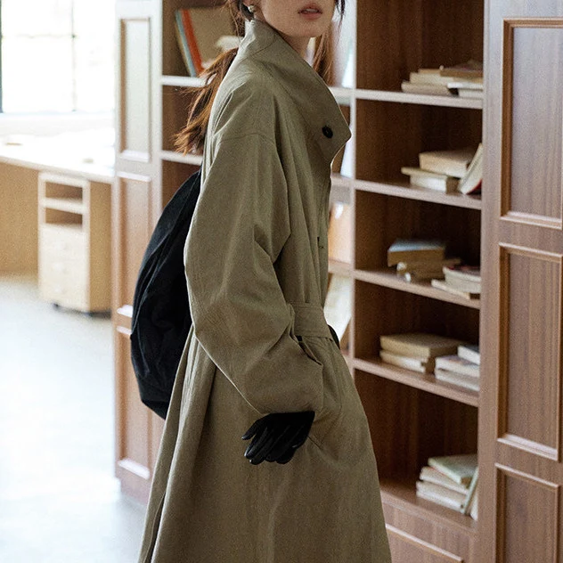 Damen Urbaner Lange Trenchcoat Nord Taschen