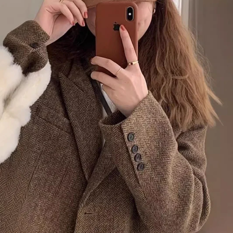 Damen Übergroßer Wollblazer Nord Taschen