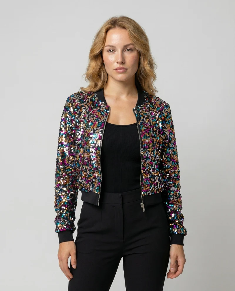 Damen Bomberjacke mit Pailletten - Vittorelli