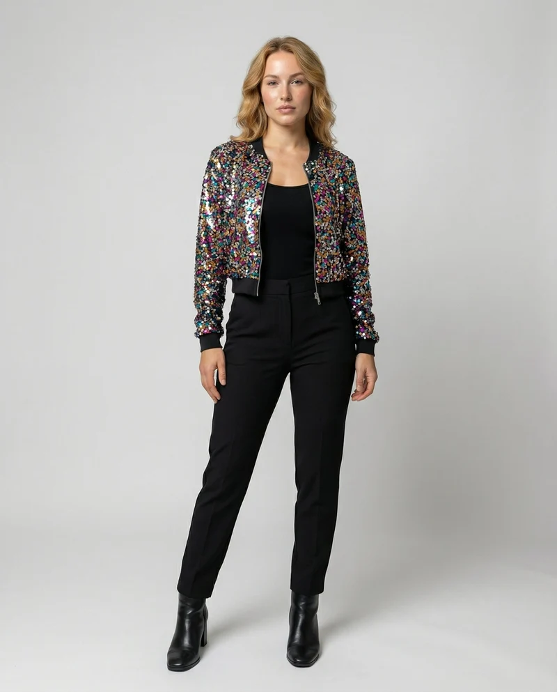 Damen Bomberjacke mit Pailletten - Vittorelli