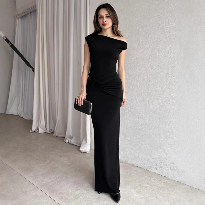 Damen Elegantes Maxikleid mit Off-Shoulder Design und dekorativer Raffung