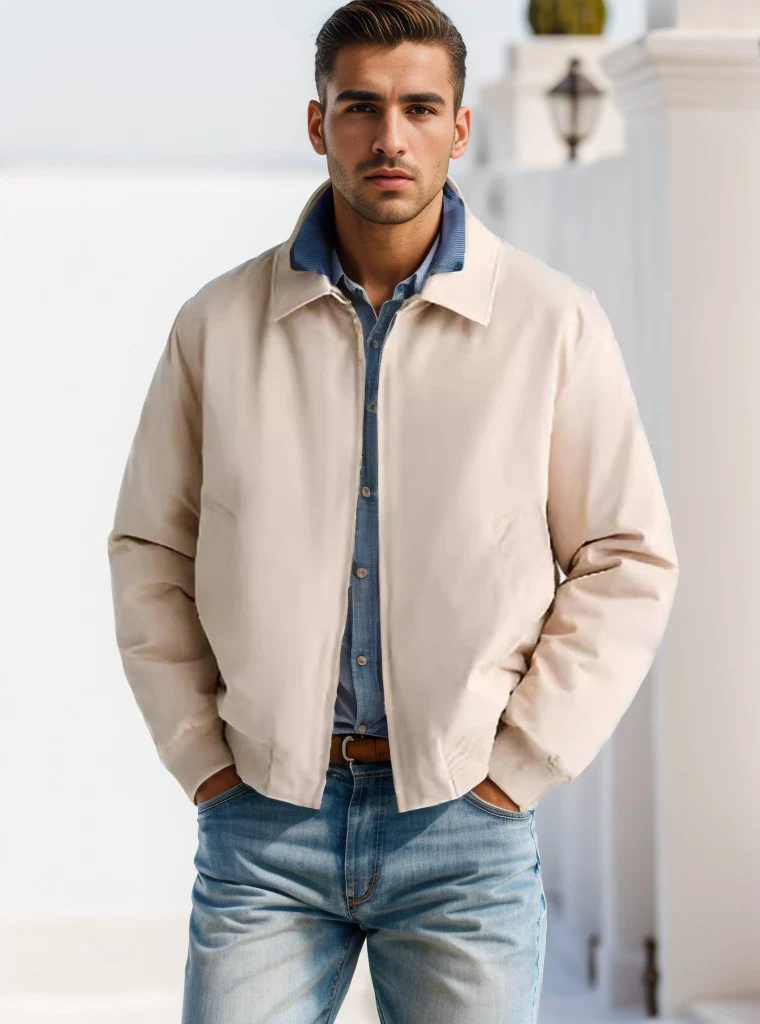 Herren Harrington-Jacke mit Reißverschluss, leicht gefüttert und Rippbündchen Nord Taschen