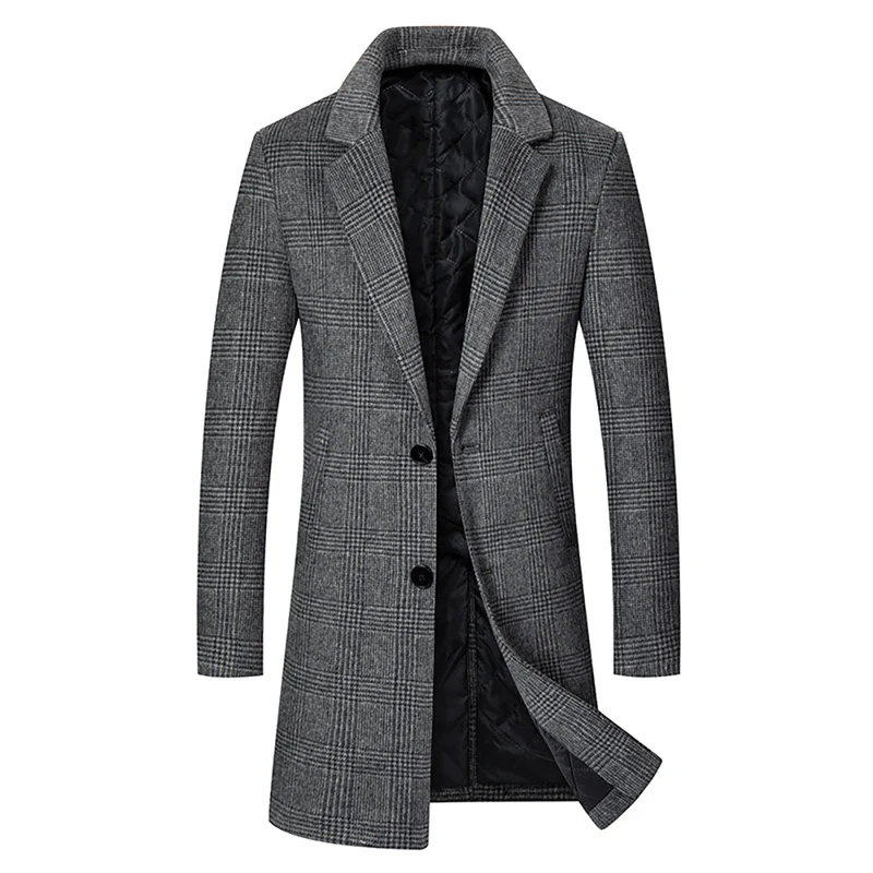 Herren Glencheck-Wollmix-Mantel mit gesteppter Thermofütterung und schmaler Silhouette Nord Taschen