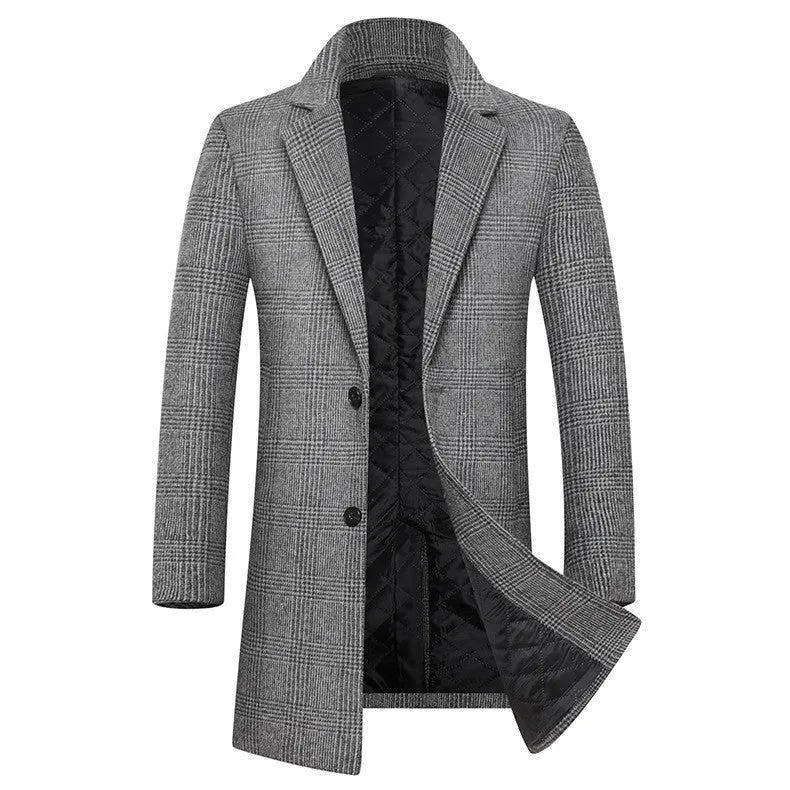Herren Glencheck-Wollmix-Mantel mit gesteppter Thermofütterung und schmaler Silhouette Nord Taschen