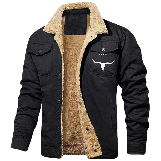Herren gefütterte Sherpa-Canvas-Jacke mit Knopfleiste und Brusttaschen Nord Taschen