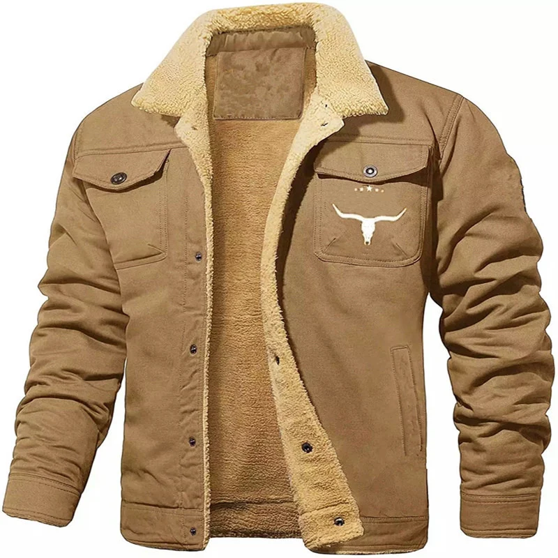 Herren gefütterte Sherpa-Canvas-Jacke mit Knopfleiste und Brusttaschen Nord Taschen